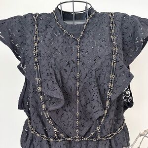 Black Bead with Gold Chain Accent